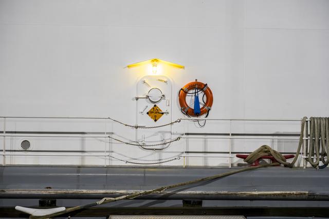 NASA image: NASA’s Pegasus Barge Stops at MAF with Artemis I Rocket Hardware